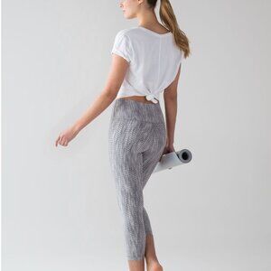 Lululemon Wunder Under Crop (Hi-Rise) 21" Luon Arrow Jacquard Battleship Silver
